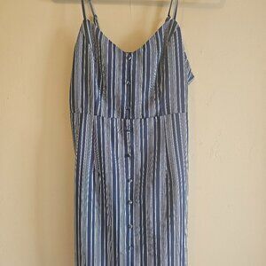 Lulus Walk the Walk Blue/white striped tank dress-Sz M-nautical